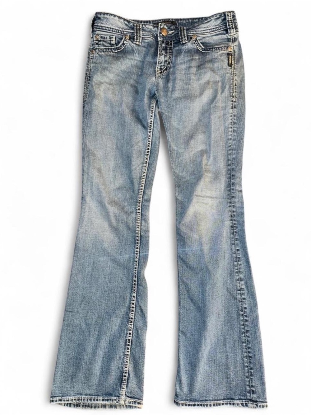 Y2K Silver jeans  blue jeans Western glove works
